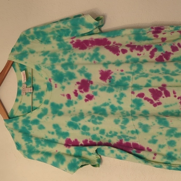 LOGO by Lori Goldstein Beach to Street Tie Dye maxi dress side pockets - Picture 2 of 11